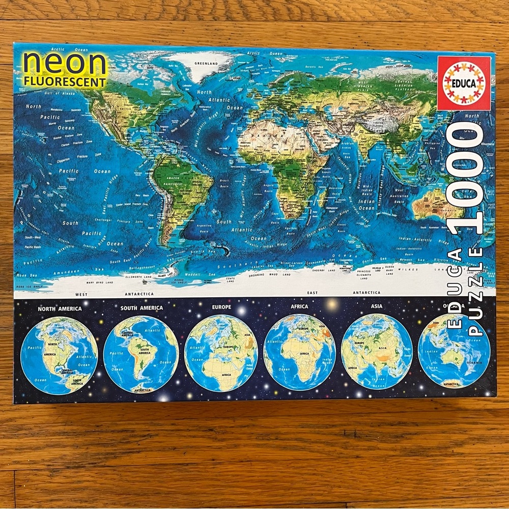 Educa Neon World Map Puzzle 1000pc